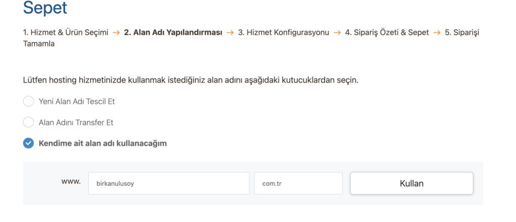 hostinge domain bağlamak