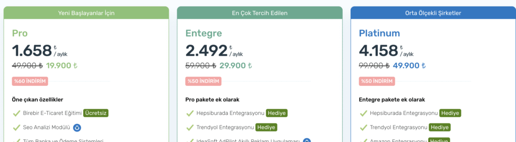 ideasoft fiyatları