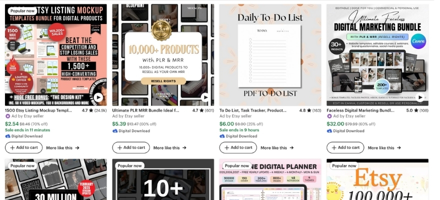 etsy'de en çok satan dijital ürünler