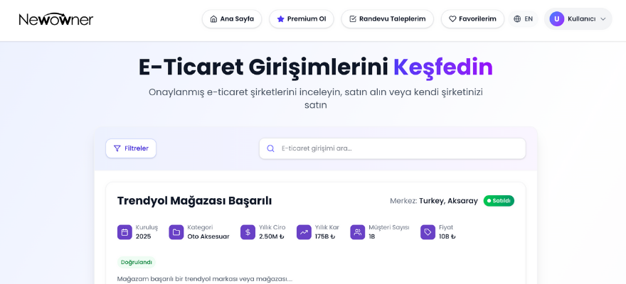 new owner co e-ticaret sitesi